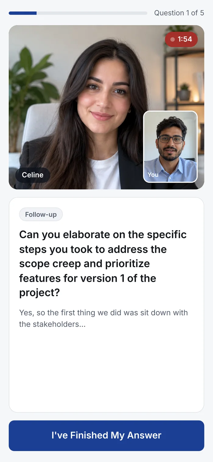 AI video interview on a mobile phone